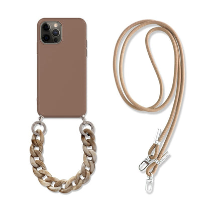 INS Crossbody Lanyard Necklace Marble Chain Phone Case For iPhone