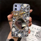 Bling Diamond Bead Chain Mirror Strap Phone Case For iPhone