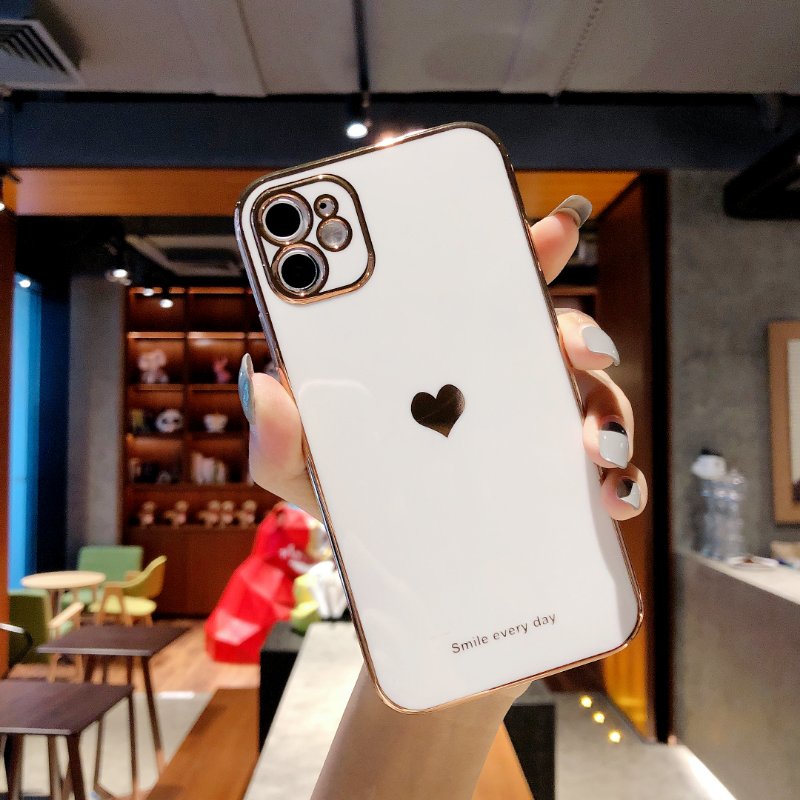 Electroplated Shockproof Protective Cover iPhone Case With Heart