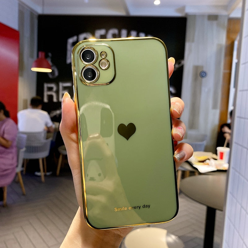 Electroplated Shockproof Protective Cover iPhone Case With Heart