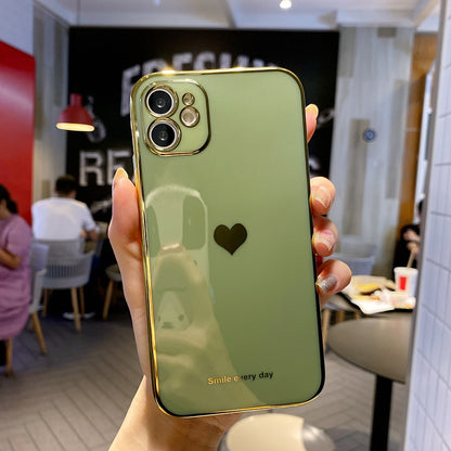 Electroplated Shockproof Protective Cover iPhone Case With Heart