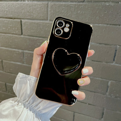 Korean Sweet Heart 3D Holder Gold Plating Phone Case For iPhone