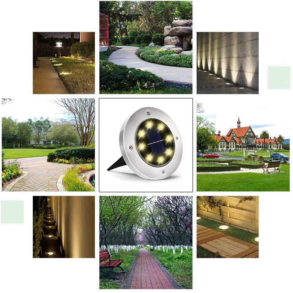 SolarLight Waterproof Solar Powered Ground 8/12/20 LED Light