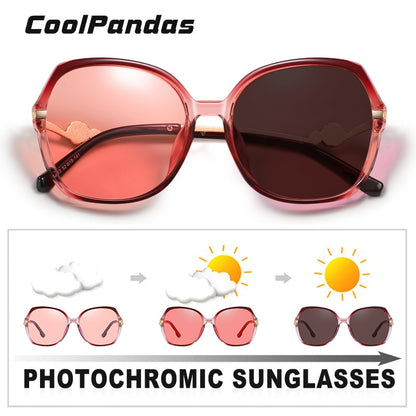 Vintage Oversize Photochromic Polarized Fashion Sunglasses For Women