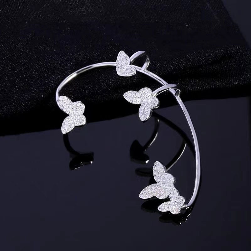 Butterfly and Snowflake Cuff Clip Earrings