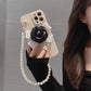 ins Camellia Pearl Bracelet Chain Liquid Silicone Case For iPhone