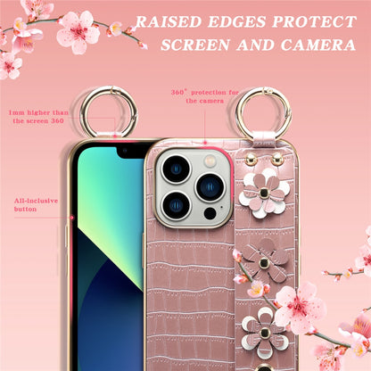 Fashion Leather With Ring Wrist Band Holder Cover For iPhone 13/12