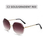 Vintage Blinky Fashion Oversized Rimless Sunglasses For Women