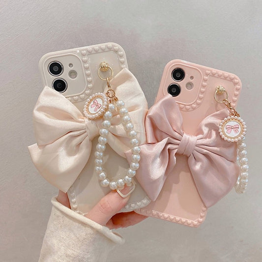 Pearl Bracelet Bow Soft Phone Case For iPhone