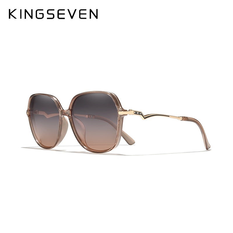 KINGSEVEN Big Frame Polarized Sunglasses For Women With Lightning Shaped Temples - UV400 Protection