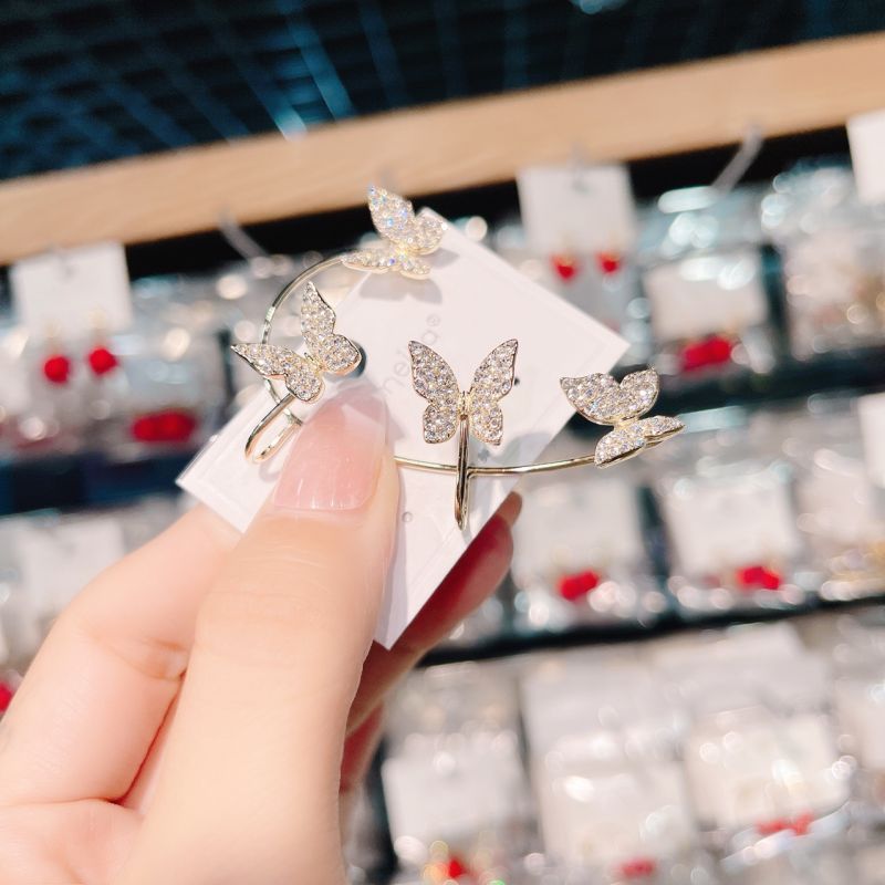 Butterfly and Snowflake Cuff Clip Earrings