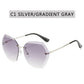 Fashion Brand Design Vintage Rimless Pilot Sunglasses For Women