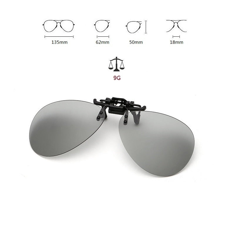 Photochromic Polarized Clip On Sunglasses Lens For Men And Women UV400 Blocking