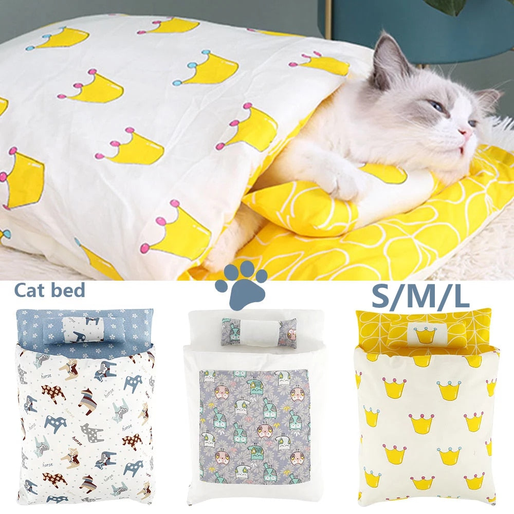 Pets Sleeping Bed with A Pillow for Cats & Dogs