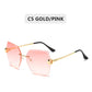 Vintage Blinky Fashion Oversized Rimless Sunglasses For Women