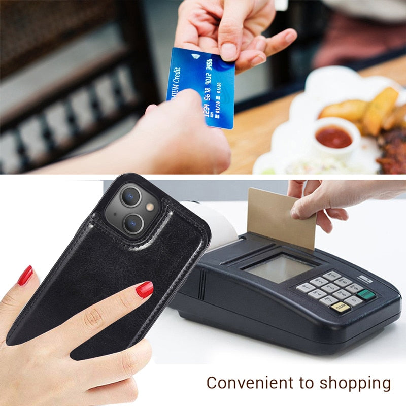 Luxury Slim Fit Premium Leather Wallet Cover For iPhone