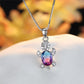 Cute Turtle Blue Purple Oval Zircon Pendant Rainbow Stone  Necklaces
