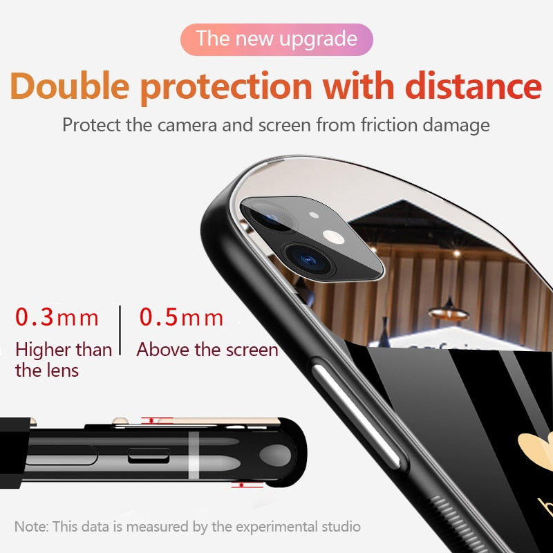 Luxury Cute Oval Heart-shaped Tempered Glass Phone Case For iPhone