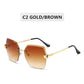 Vintage Blinky Fashion Oversized Rimless Sunglasses For Women
