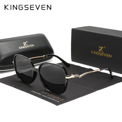 KINGSEVEN Big Frame Polarized Sunglasses For Women With Lightning Shaped Temples - UV400 Protection