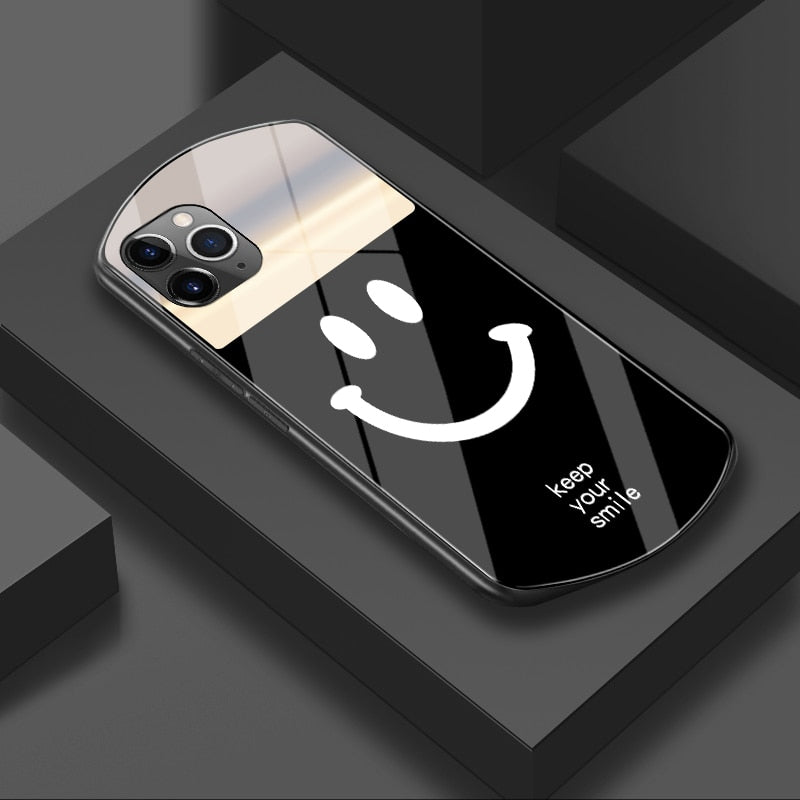 Luxury Cute Oval Heart-shaped Tempered Glass Phone Case For iPhone
