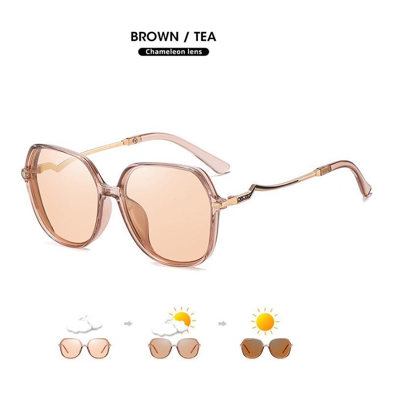 2022 Unique Vintage Frame Photochromic Polarized Sunglasses For Women