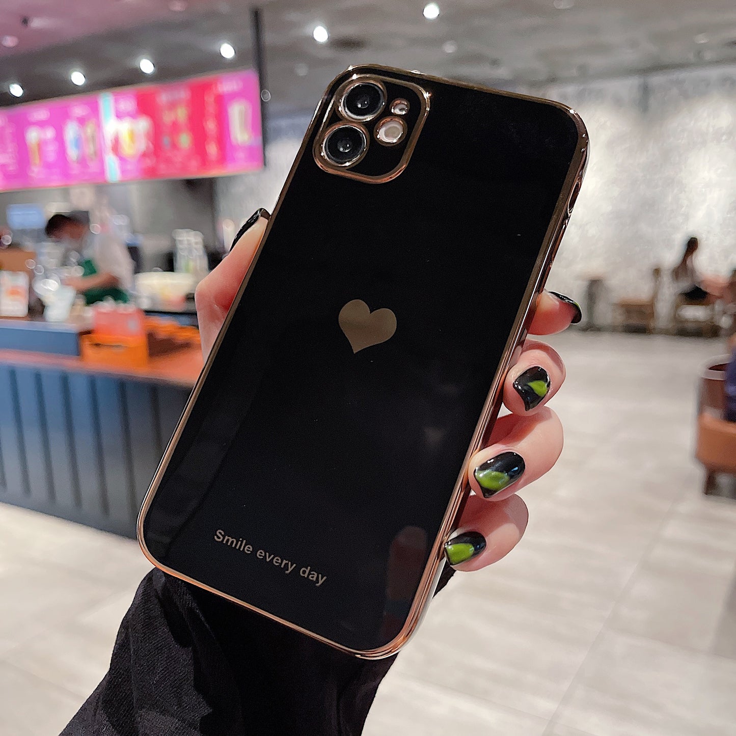 Electroplated Shockproof Protective Cover iPhone Case With Heart