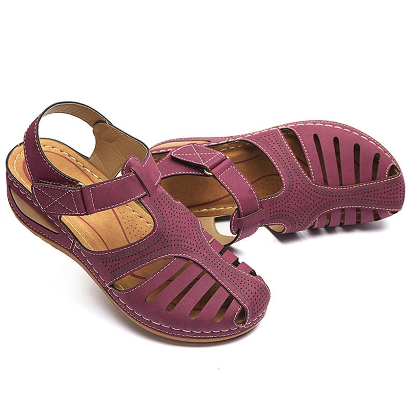 Summer Vintage Soft PU Leather Anti-Slip Sandals