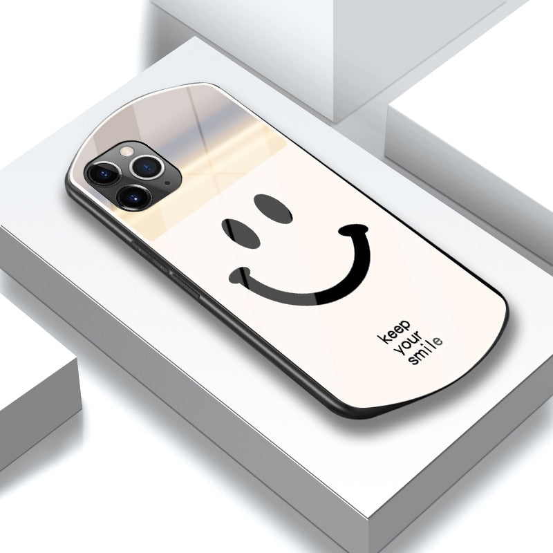 Luxury Cute Oval Heart-shaped Tempered Glass Phone Case For iPhone