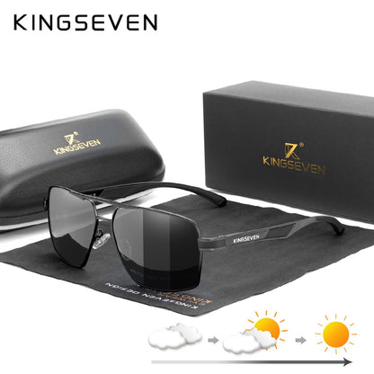 KINGSEVEN Aluminum Men's Photochromic Polarized Sunglasses - Brand Design Temples | Coating Mirror Glasses