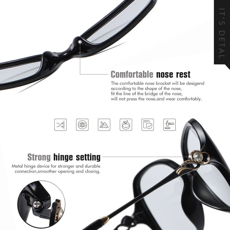 Fashion Oversized Chameleon Photochromic Polarized Sunglasses