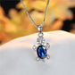 Cute Turtle Blue Purple Oval Zircon Pendant Rainbow Stone  Necklaces