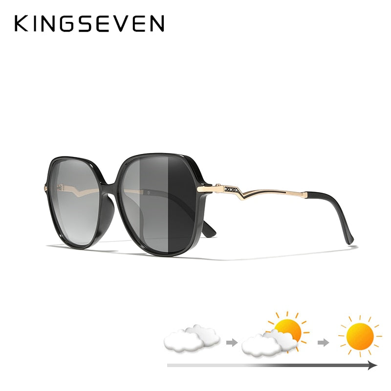KINGSEVEN Big Frame Polarized Sunglasses For Women With Lightning Shaped Temples - UV400 Protection