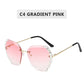 Vintage Blinky Fashion Oversized Rimless Sunglasses For Women