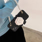 ins Camellia Pearl Bracelet Chain Liquid Silicone Case For iPhone