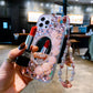 Bling Diamond Bead Chain Mirror Strap Phone Case For iPhone