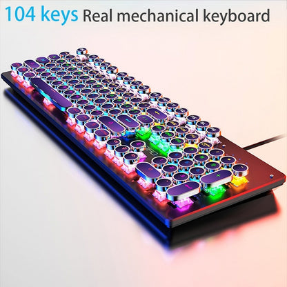 Steampunk Retro Typewriter Mechanical 104 Keys Gaming Backlit USB Keyboard