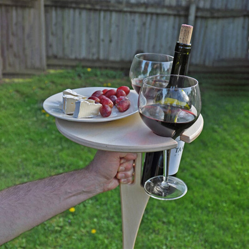 Outdoor Wooden Foldable Round Wine Table