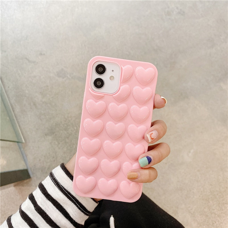 Cute 3D Candy Color Love Heart Shape iPhone Case