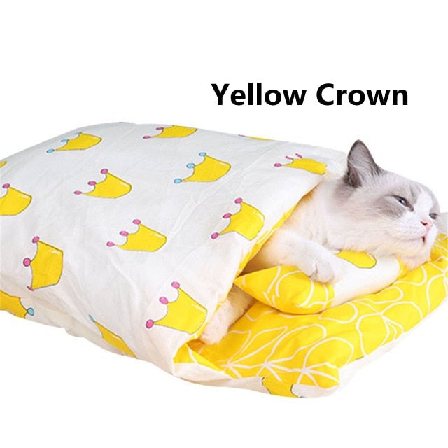 Pets Sleeping Bed with A Pillow for Cats & Dogs
