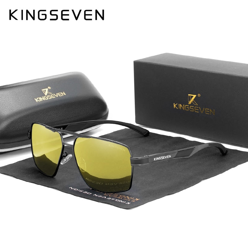 KINGSEVEN Aluminum Men's Photochromic Polarized Sunglasses - Brand Design Temples | Coating Mirror Glasses