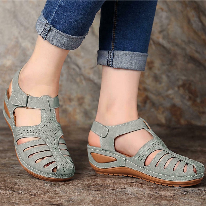 Summer Vintage Soft PU Leather Anti-Slip Sandals