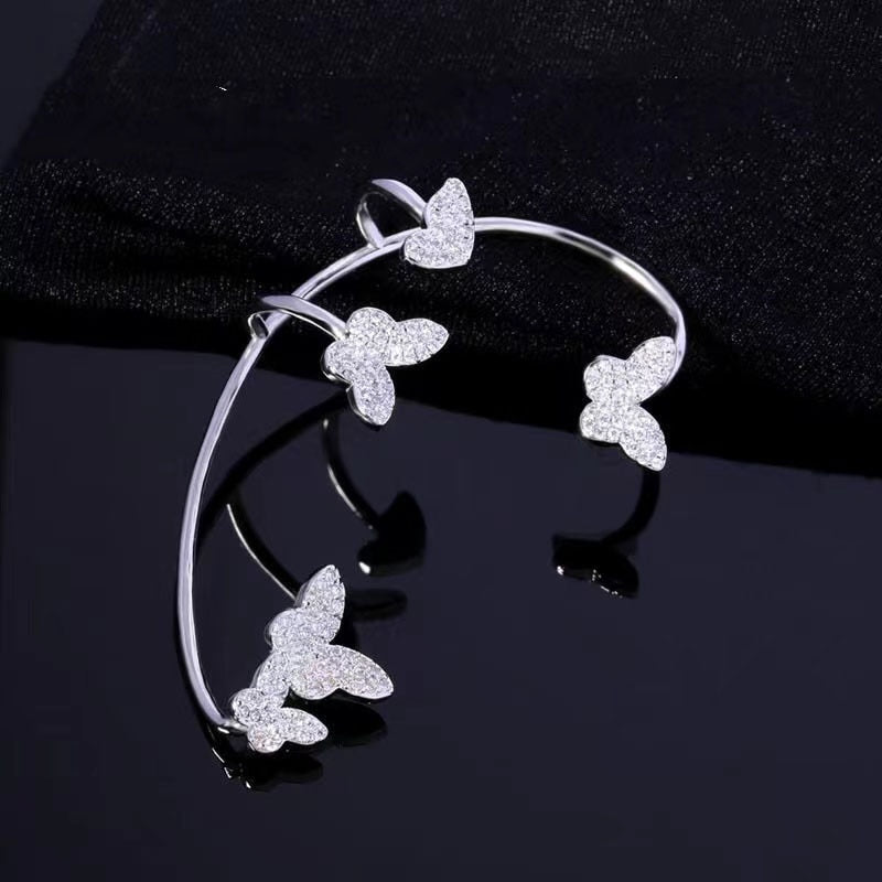 Butterfly and Snowflake Cuff Clip Earrings