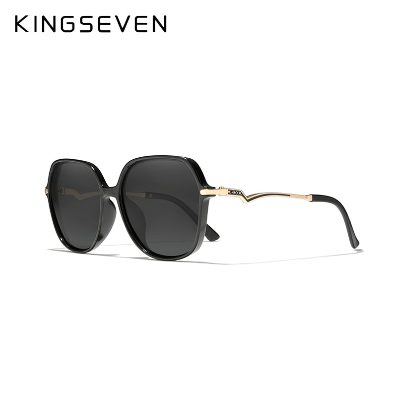 KINGSEVEN Big Frame Polarized Sunglasses For Women With Lightning Shaped Temples - UV400 Protection