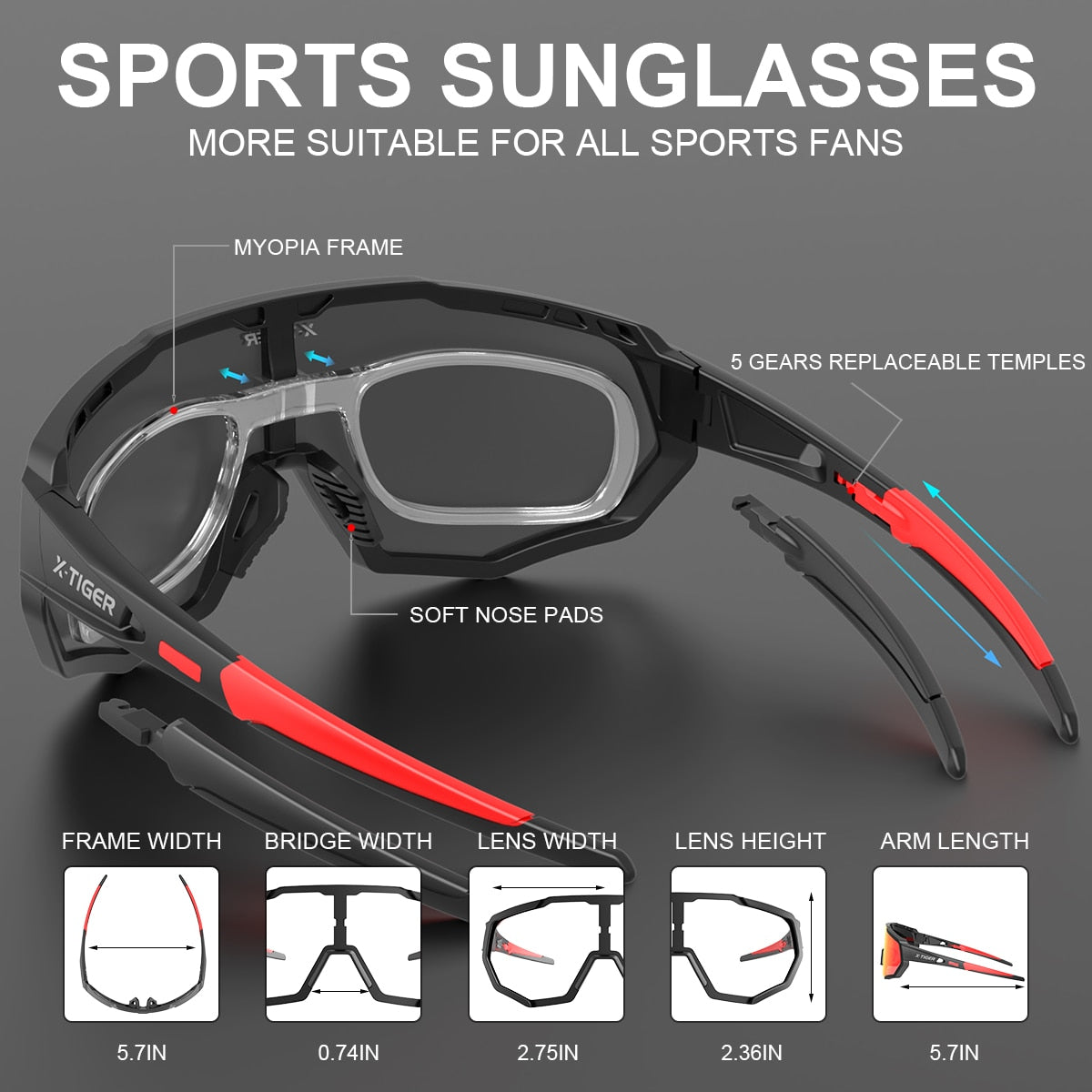 X-TIGER Photochromic Polarized Cycling Sunglasses