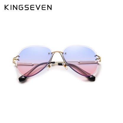 KINGSEVEN DESIGN Women Rimless Pilot Sunglasses Gradient Lens -  UV400 Protection