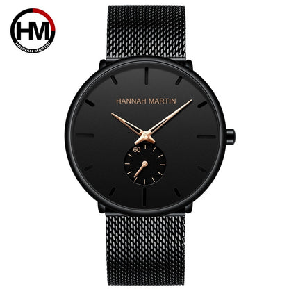 Black Minimalism Design Stainless Steel Mesh Band For Men