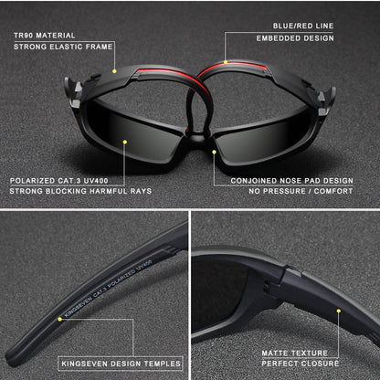 KINGSEVEN Luxury Brand Designer Fashion Vintage Polarized Sunglasses For Men - UV400 Protection