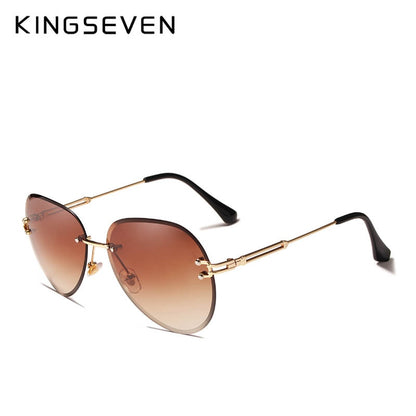 KINGSEVEN DESIGN Women Rimless Pilot Sunglasses Gradient Lens -  UV400 Protection