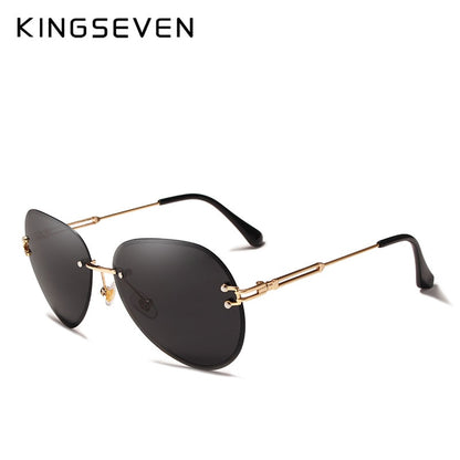 KINGSEVEN DESIGN Women Rimless Pilot Sunglasses Gradient Lens -  UV400 Protection